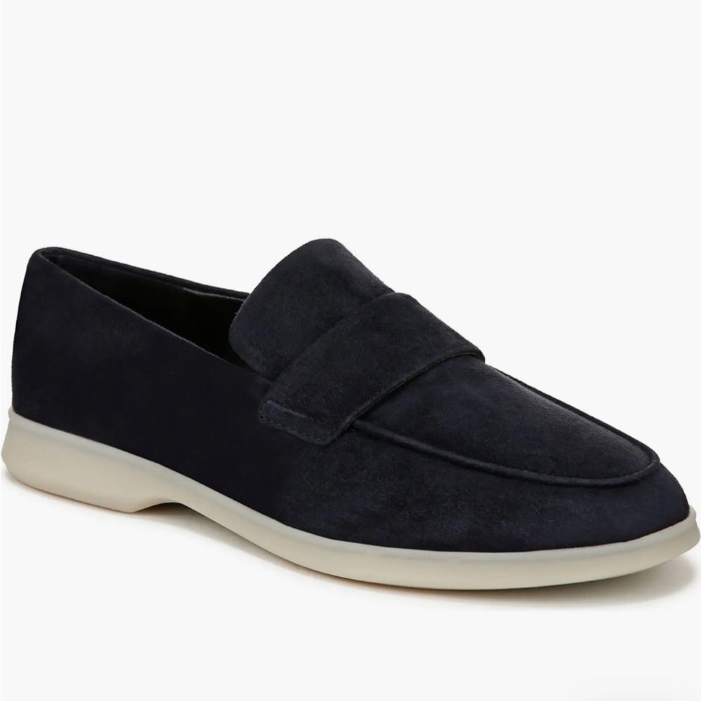 Vince Bisgur Leather Loafer Shoes Women’s Blue Slin On Suede Sz#9.5M New